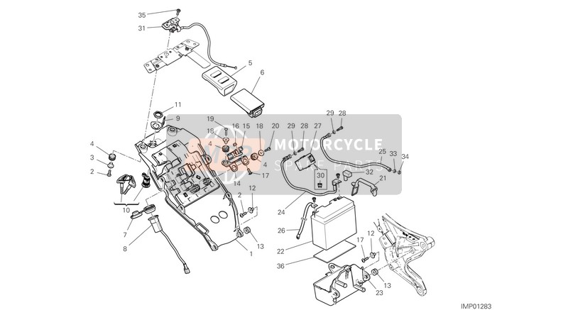 Ducati SCRAMBLER 1100 SPECIAL EU 2019 Accu Houder voor een 2019 Ducati SCRAMBLER 1100 SPECIAL EU