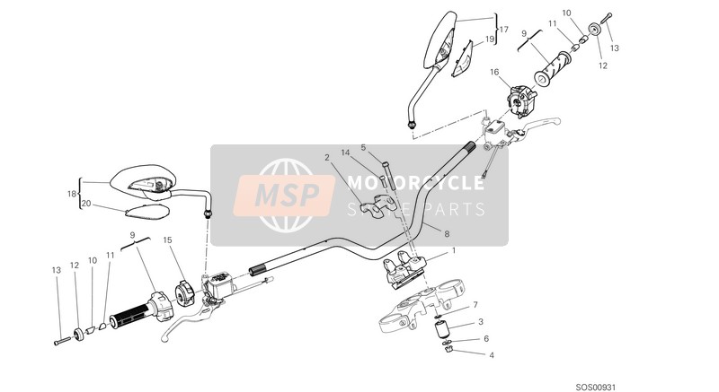 Ducati SCRAMBLER 1100 SPECIAL EU 2019 HANDLEBAR for a 2019 Ducati SCRAMBLER 1100 SPECIAL EU