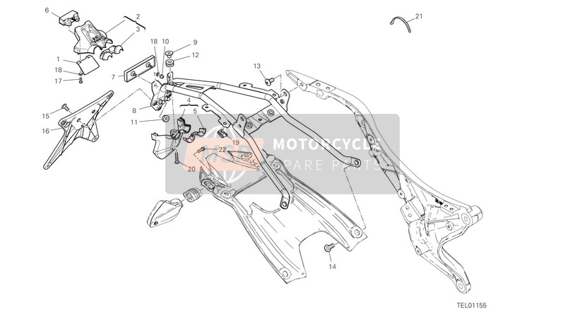 Ducati SCRAMBLER 1100 SPECIAL EU 2019 Plaat houder voor een 2019 Ducati SCRAMBLER 1100 SPECIAL EU