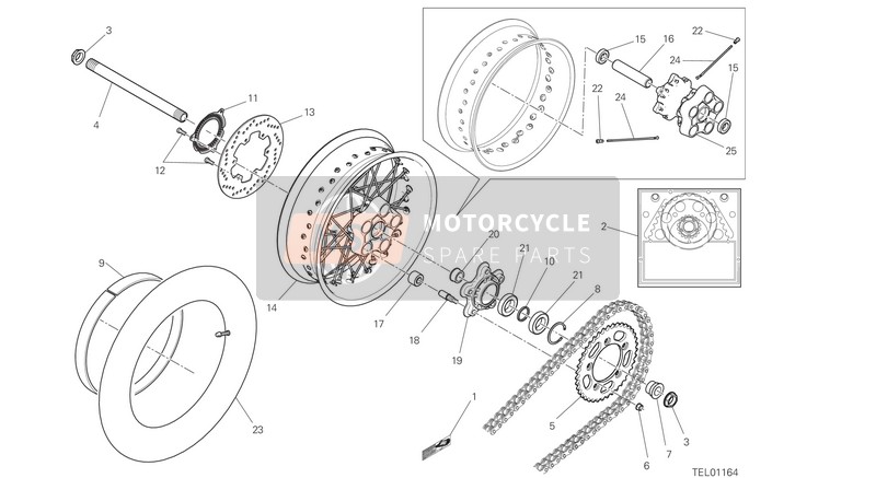 Ducati SCRAMBLER 1100 SPECIAL EU 2019 Achterwiel voor een 2019 Ducati SCRAMBLER 1100 SPECIAL EU