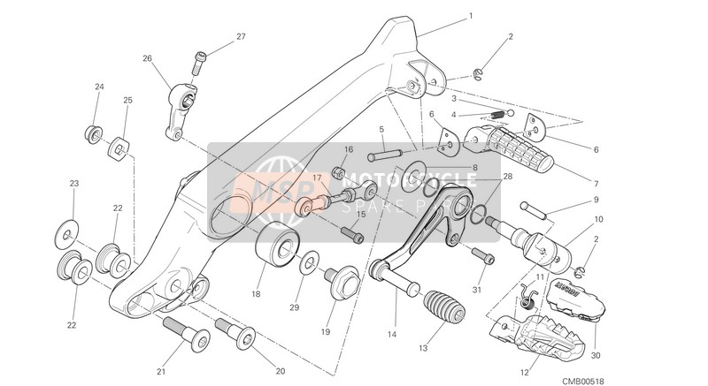 Ducati SCRAMBLER 1100 SPECIAL USA 2018 FOOTRESTS, LEFT for a 2018 Ducati SCRAMBLER 1100 SPECIAL USA