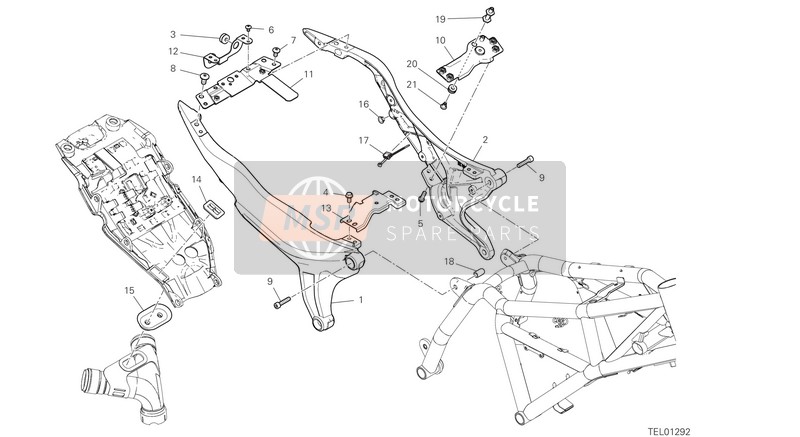 Ducati SCRAMBLER 1100 SPECIAL USA 2018 Vano telaio posteriore per un 2018 Ducati SCRAMBLER 1100 SPECIAL USA