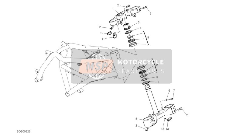 Ducati SCRAMBLER 1100 SPECIAL USA 2018 Conjunto de dirección para un 2018 Ducati SCRAMBLER 1100 SPECIAL USA