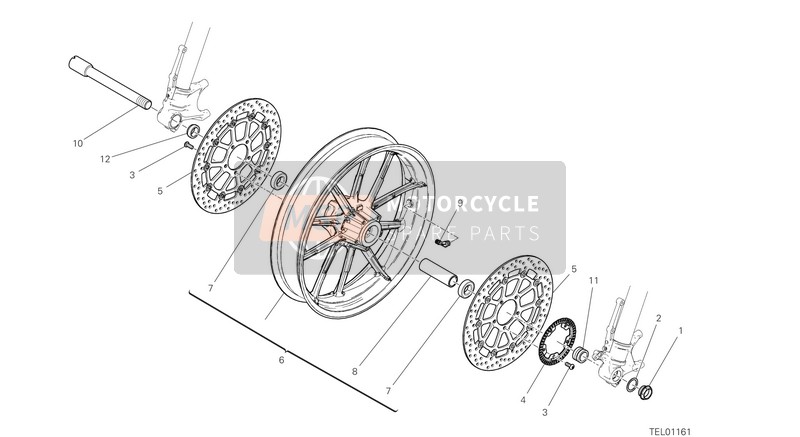 Ducati SCRAMBLER 1100 SPECIAL USA 2019 Voorwiel voor een 2019 Ducati SCRAMBLER 1100 SPECIAL USA