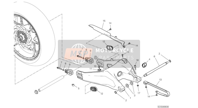 Ducati SCRAMBLER 1100 SPORT EU 2018 Brazo oscilante trasero para un 2018 Ducati SCRAMBLER 1100 SPORT EU