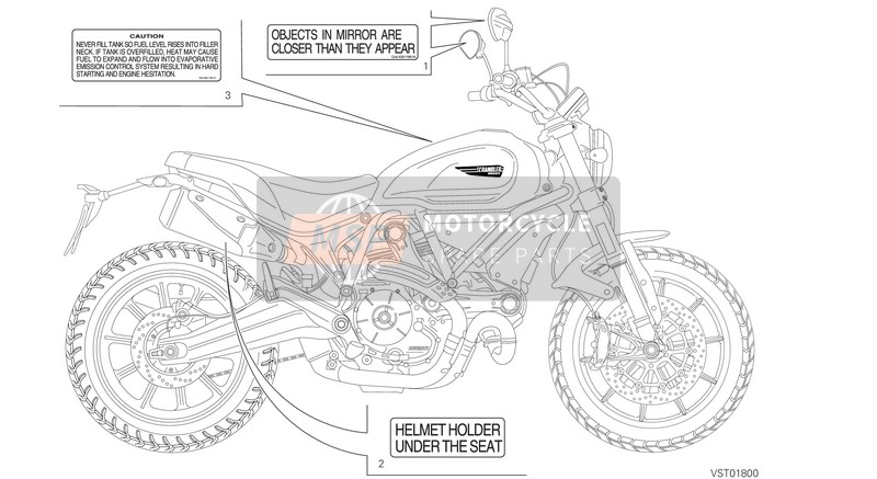 Ducati SCRAMBLER 1100 SPORT USA 2018 Plaques de positionnement pour un 2018 Ducati SCRAMBLER 1100 SPORT USA