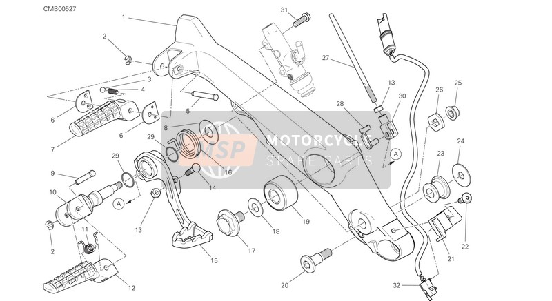 82413691AA, R.H. Foot Peg Holder Plate, Ducati, 0