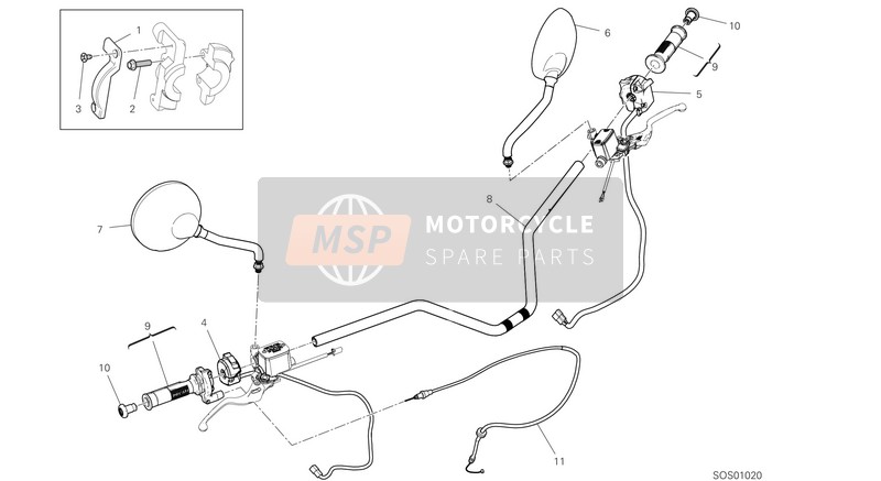 52310512B, REAR-VIEW Spiegel L.H., Ducati, 2