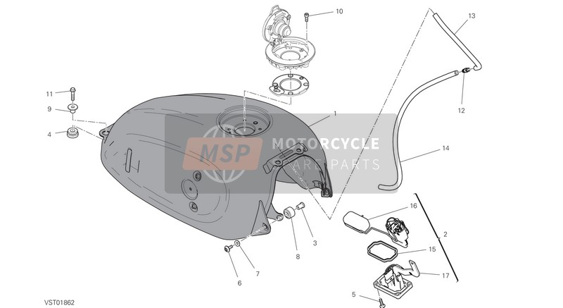 58612761BF, Deposito Carburante Gris Claro, Ducati, 0