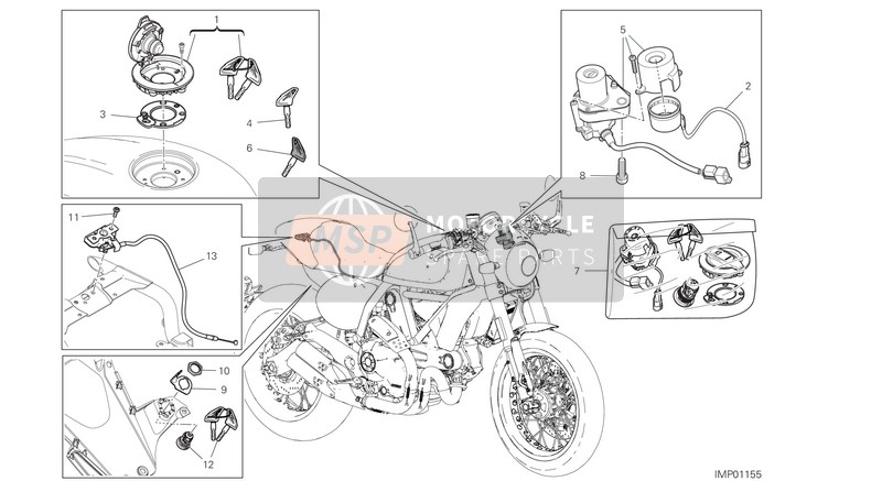 Ducati SCRAMBLER CAFÈ RACER EU 2020 Elektrische toestellen voor een 2020 Ducati SCRAMBLER CAFÈ RACER EU