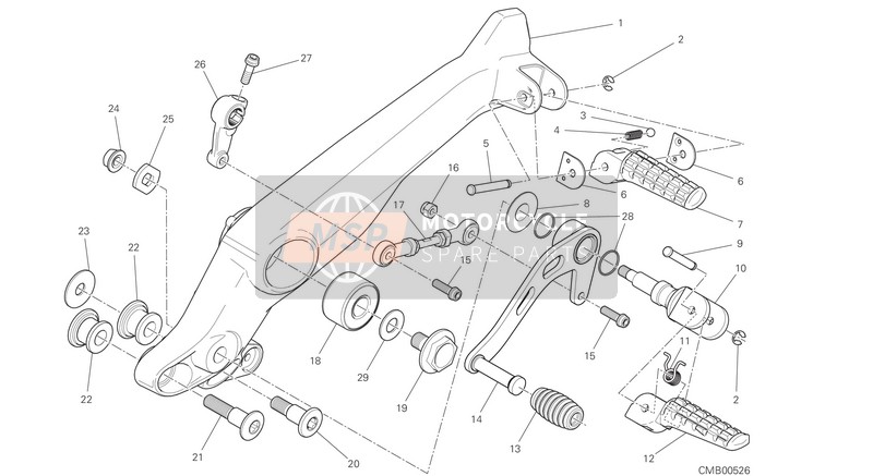 Ducati SCRAMBLER CAFÈ RACER EU 2020 Poggiapiedi, Sinistra per un 2020 Ducati SCRAMBLER CAFÈ RACER EU