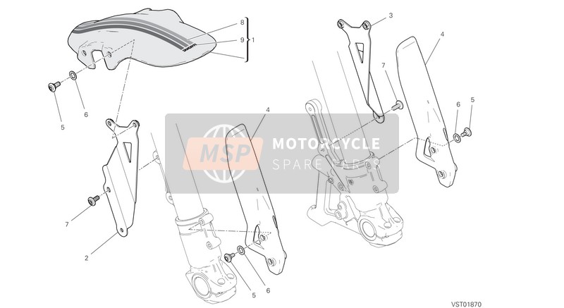 Ducati SCRAMBLER CAFÈ RACER EU 2020 Guardabarros delantero para un 2020 Ducati SCRAMBLER CAFÈ RACER EU