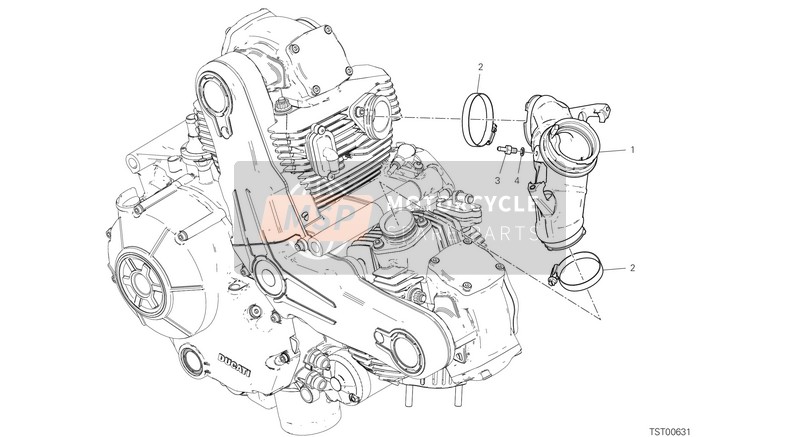 Ducati SCRAMBLER CAFÈ RACER EU 2020 Tubuladura de aspiracion para un 2020 Ducati SCRAMBLER CAFÈ RACER EU