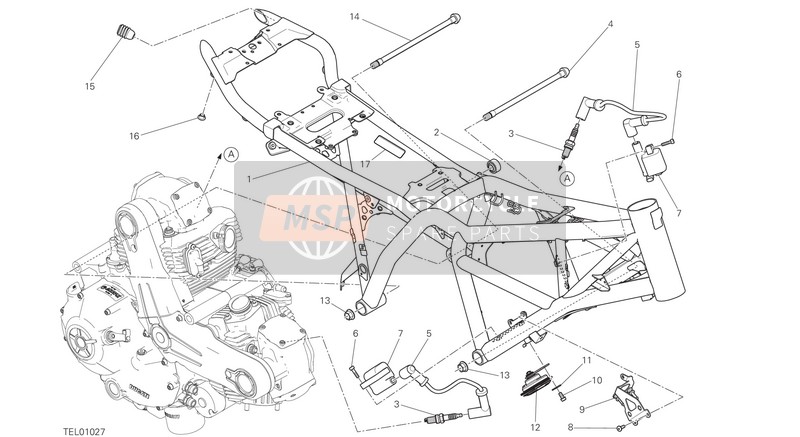 Ducati SCRAMBLER CAFÈ RACER USA 2017 Frame voor een 2017 Ducati SCRAMBLER CAFÈ RACER USA