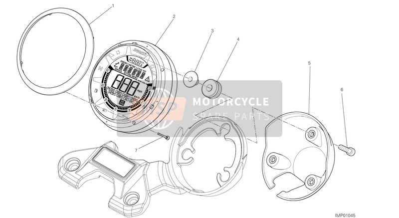 Ducati SCRAMBLER CAFÈ RACER USA 2017 Instrumentenpaneel voor een 2017 Ducati SCRAMBLER CAFÈ RACER USA