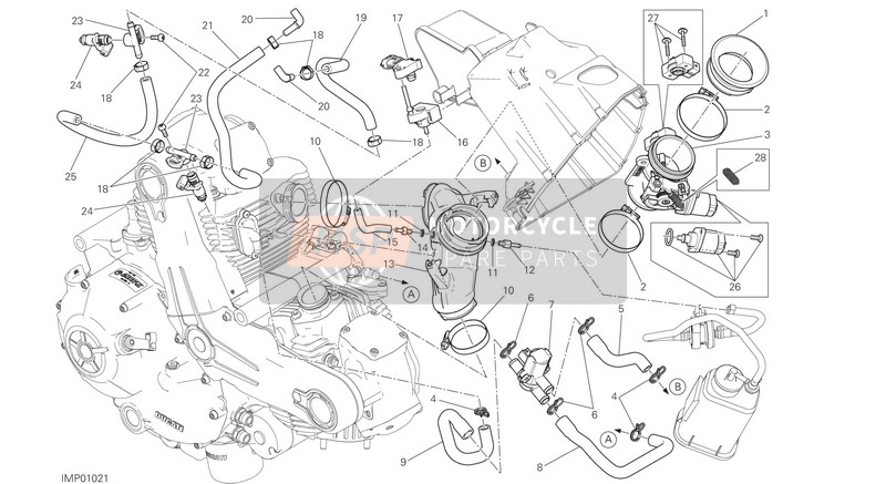 Ducati SCRAMBLER CAFÈ RACER USA 2017 Cuerpo del acelerador para un 2017 Ducati SCRAMBLER CAFÈ RACER USA