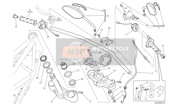 Ducati SCRAMBLER CLASSIC EU 2015 HANDLEBAR AND CONTROLS for a 2015 Ducati SCRAMBLER CLASSIC EU