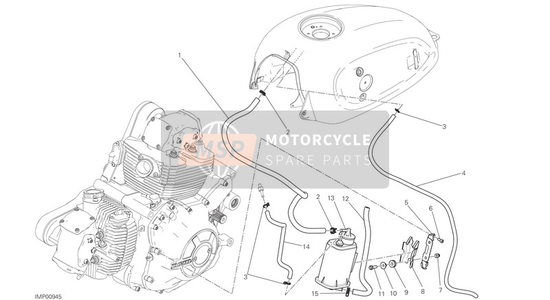 Ducati SCRAMBLER CLASSIC EU 2015 Bote de tubo de aire caliente para un 2015 Ducati SCRAMBLER CLASSIC EU