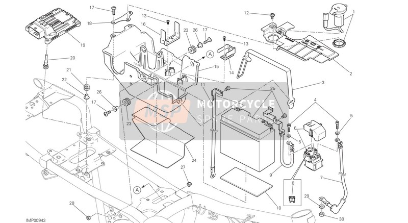 Ducati SCRAMBLER CLASSIC EU 2016 Soporte de la batería para un 2016 Ducati SCRAMBLER CLASSIC EU