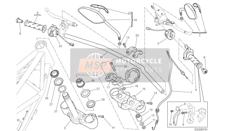 Ducati SCRAMBLER CLASSIC EU 2016 Manubrio e comandi per un 2016 Ducati SCRAMBLER CLASSIC EU