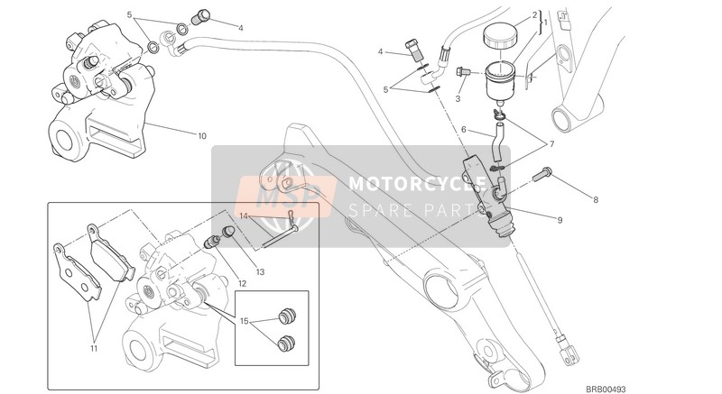 Ducati SCRAMBLER CLASSIC EU 2016 Sistema frenante posteriore per un 2016 Ducati SCRAMBLER CLASSIC EU