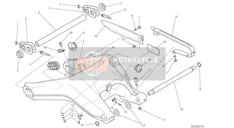 Ducati SCRAMBLER CLASSIC EU 2016 Braccio oscillante posteriore per un 2016 Ducati SCRAMBLER CLASSIC EU