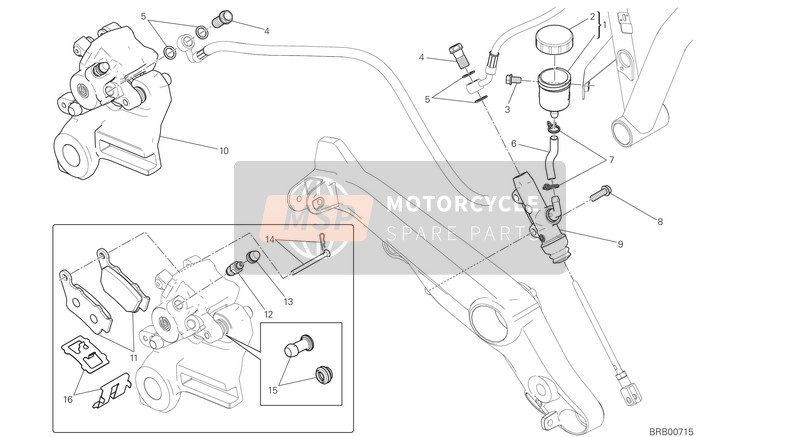 Ducati SCRAMBLER CLASSIC EU 2018 Sistema frenante posteriore per un 2018 Ducati SCRAMBLER CLASSIC EU