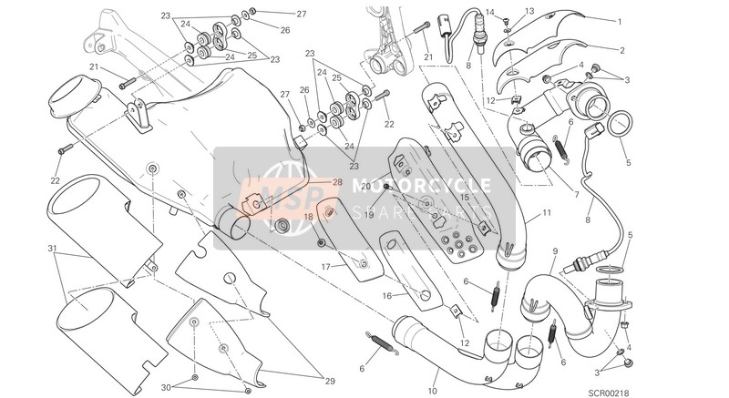 Ducati SCRAMBLER CLASSIC USA 2015 Impianto di scarico per un 2015 Ducati SCRAMBLER CLASSIC USA