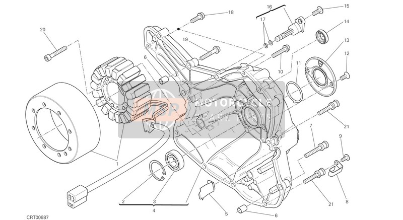 Ducati SCRAMBLER CLASSIC USA 2015 Couvercle du générateur pour un 2015 Ducati SCRAMBLER CLASSIC USA