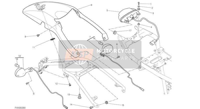 Ducati SCRAMBLER CLASSIC USA 2015 Achterlicht voor een 2015 Ducati SCRAMBLER CLASSIC USA