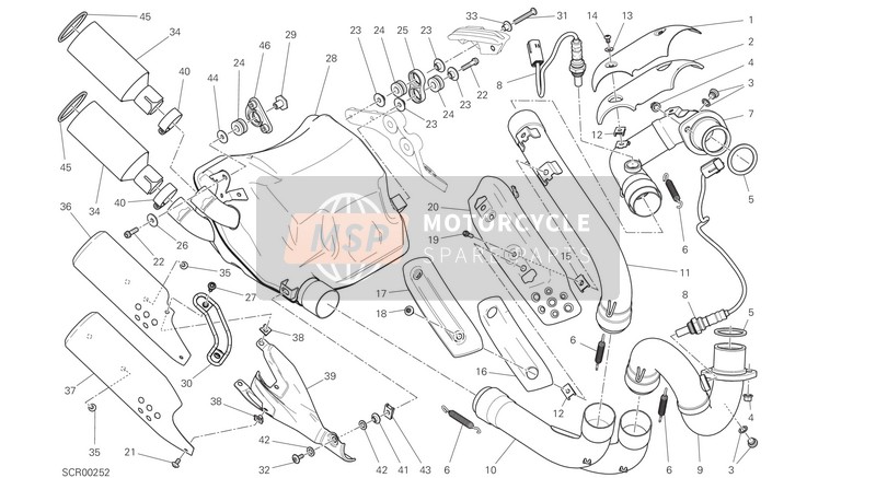 Ducati SCRAMBLER DESERT SLED EU 2017 Système d'échappement pour un 2017 Ducati SCRAMBLER DESERT SLED EU