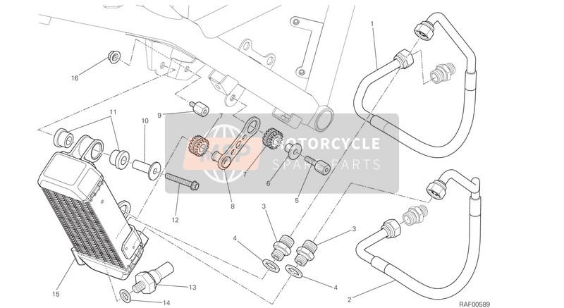 Ducati SCRAMBLER DESERT SLED EU 2017 Refroidisseur d'huile pour un 2017 Ducati SCRAMBLER DESERT SLED EU