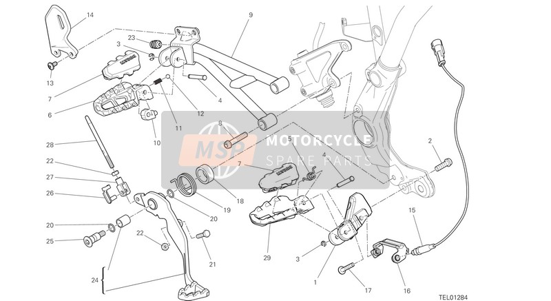 Ducati SCRAMBLER DESERT SLED EU 2018 Poggiapiedi, Destra per un 2018 Ducati SCRAMBLER DESERT SLED EU