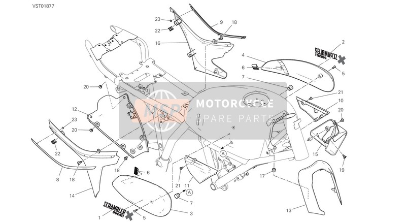 Ducati SCRAMBLER DESERT SLED EU 2019 Carenatura per un 2019 Ducati SCRAMBLER DESERT SLED EU