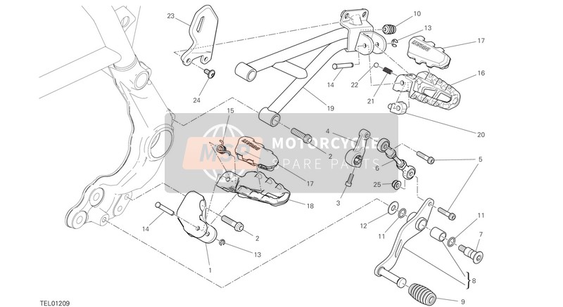 Ducati SCRAMBLER DESERT SLED EU 2019 Fußstützen links für ein 2019 Ducati SCRAMBLER DESERT SLED EU