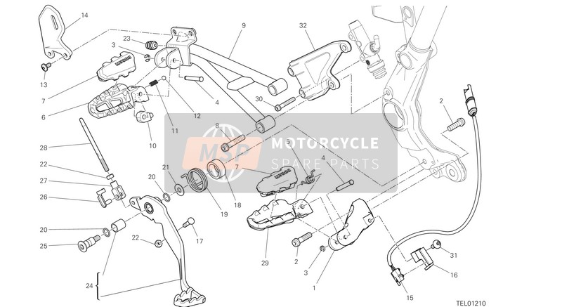 Ducati SCRAMBLER DESERT SLED EU 2019 Poggiapiedi, Destra per un 2019 Ducati SCRAMBLER DESERT SLED EU