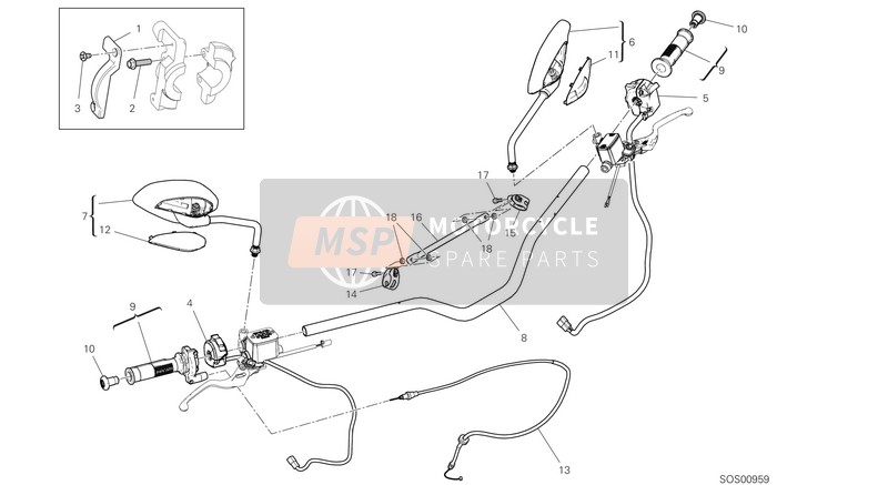 Ducati SCRAMBLER DESERT SLED EU 2019 Manillar para un 2019 Ducati SCRAMBLER DESERT SLED EU