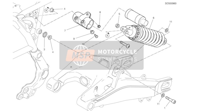 Ducati SCRAMBLER DESERT SLED USA 2019 Amortiguador trasero para un 2019 Ducati SCRAMBLER DESERT SLED USA