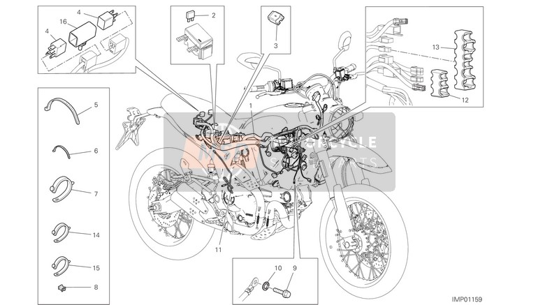 Ducati SCRAMBLER DESERT SLED USA 2019 Voertuig elektrisch systeem voor een 2019 Ducati SCRAMBLER DESERT SLED USA