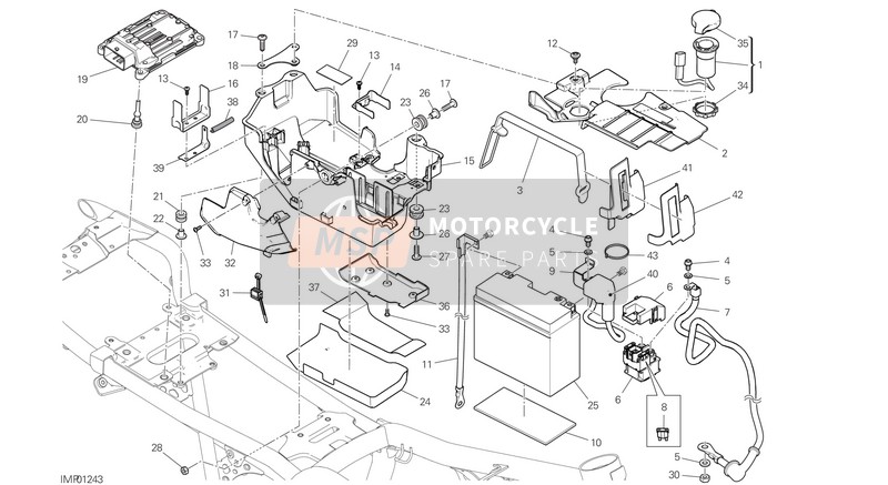 Ducati SCRAMBLER DESERT SLED USA 2020 Portabatteria per un 2020 Ducati SCRAMBLER DESERT SLED USA