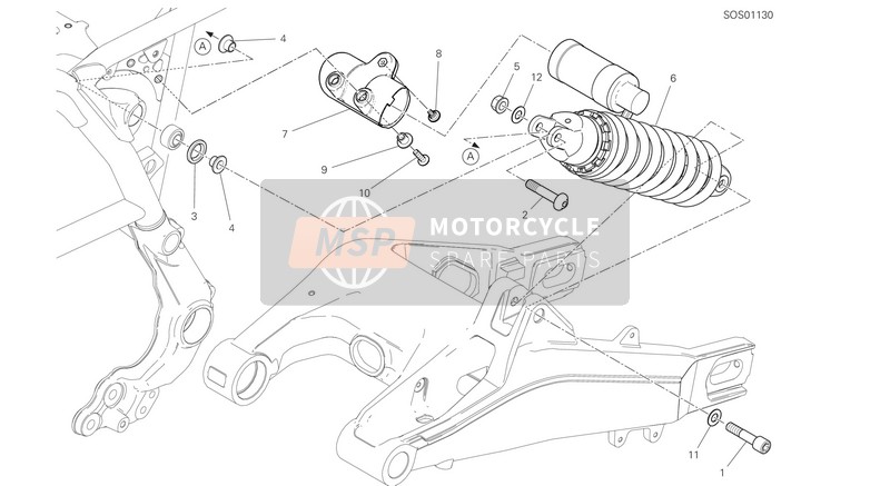 Ducati SCRAMBLER DESERT SLED USA 2020 Amortiguador trasero para un 2020 Ducati SCRAMBLER DESERT SLED USA