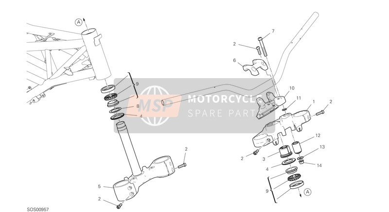 Ducati SCRAMBLER DESERT SLED USA 2020 Lenkungsbaugruppe für ein 2020 Ducati SCRAMBLER DESERT SLED USA