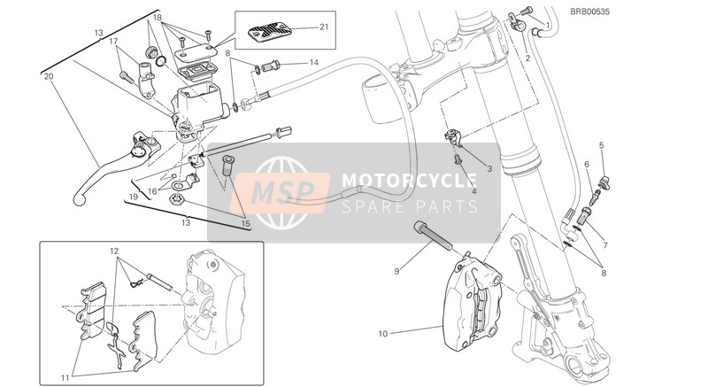 Ducati SCRAMBLER FLAT TRACK PRO EU 2016 Sistema frenante anteriore per un 2016 Ducati SCRAMBLER FLAT TRACK PRO EU