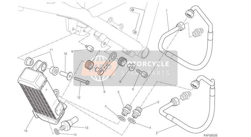 Ducati SCRAMBLER FLAT TRACK PRO EU 2016 Olie koeler voor een 2016 Ducati SCRAMBLER FLAT TRACK PRO EU