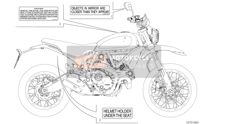 Ducati SCRAMBLER FULL THROTTLE USA 2020 Plaques de positionnement pour un 2020 Ducati SCRAMBLER FULL THROTTLE USA