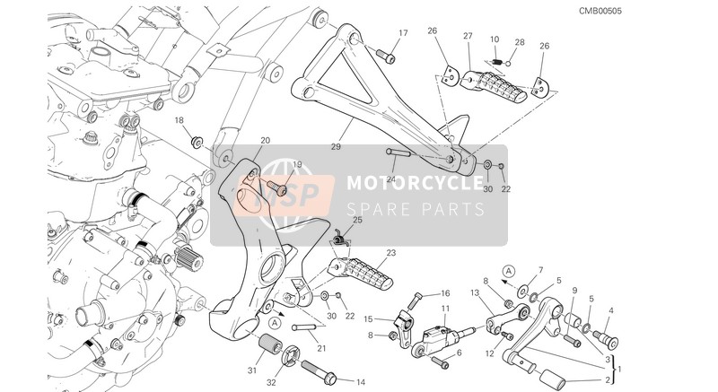 82115721AA, Pivot REPOSE-PIEDS, Ducati, 1