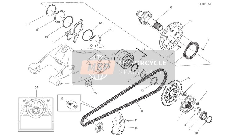 49411852AA, Rear Sprocket T43, Ducati, 2