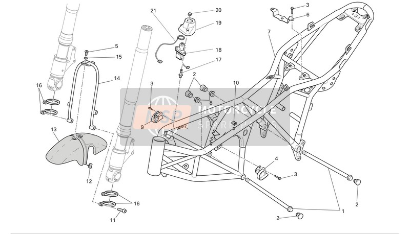 56410571AV, Guardabarros Delantero Negro, Ducati, 0