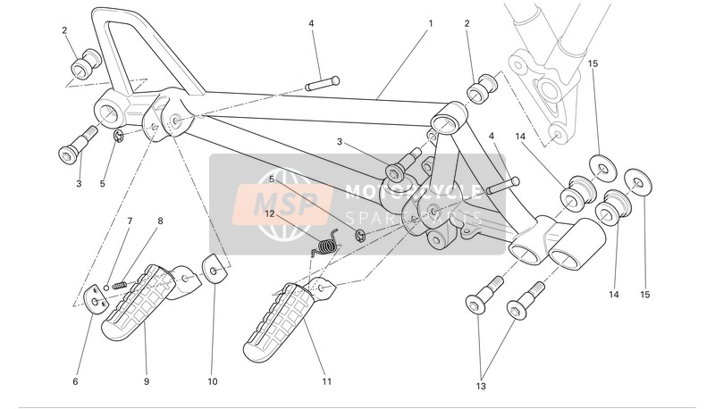 Ducati SPORT 1000 BIPOSTE Eu 2007 R.H. Repose-pieds pour un 2007 Ducati SPORT 1000 BIPOSTE Eu