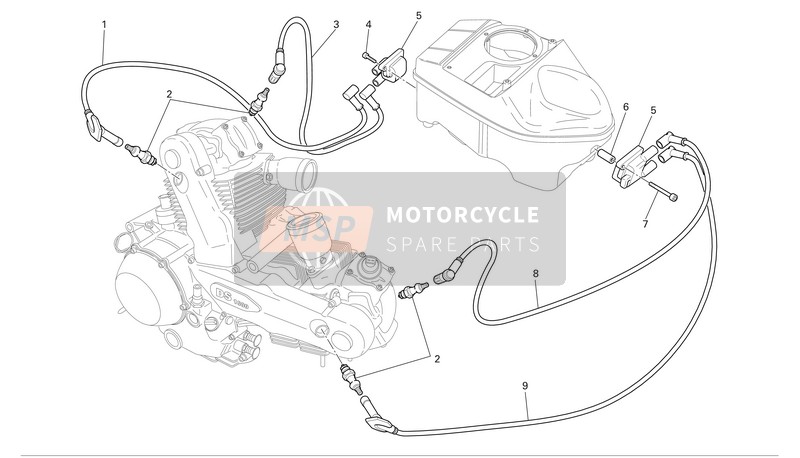 Ducati SPORT 1000 BIPOSTE Usa 2007 Sistema elettrico per un 2007 Ducati SPORT 1000 BIPOSTE Usa